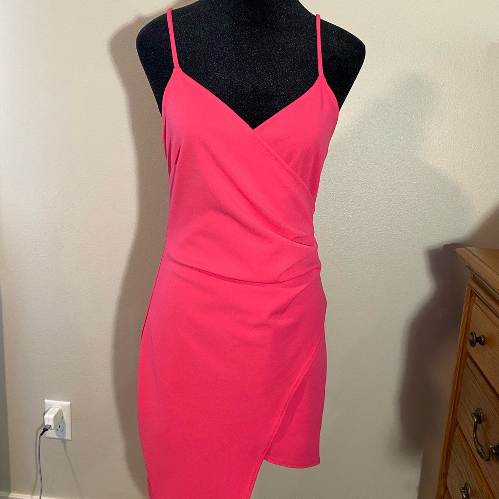 Pink Lily Asymmetrical Pink Dress
